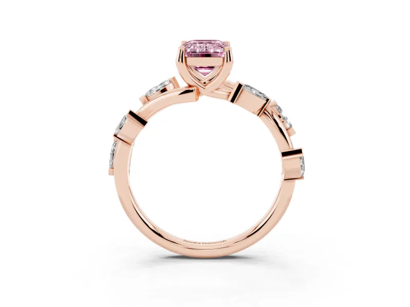 Emerald Cut Twisted Vine Engagement Ring Setting for a Fancy Pink Lab-Grown Diamond | Rose Gold