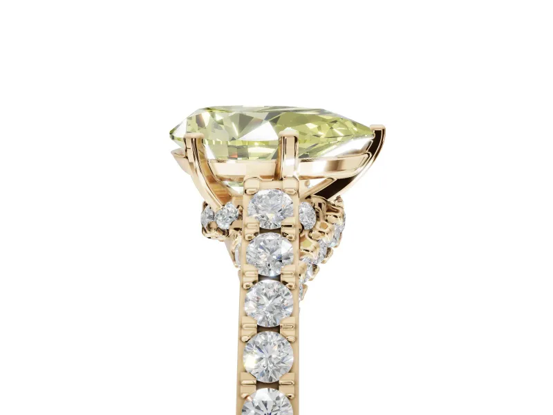Pear-Shaped Pavé Engagement Ring Setting for a Fancy Yellow Lab-Grown Diamond | Crossover Gallery | Yellow Gold