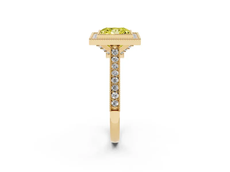 Princess Cut Halo Engagement Ring Setting for a Fancy Yellow Lab-Grown Diamond | Yellow Gold - Design NV-24721