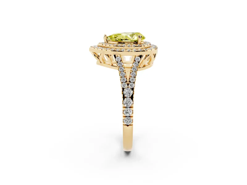 Pear-Shaped Halo Engagement Ring Setting for a Fancy Yellow Lab-Grown Diamond | Yellow Gold - Design NV-24799