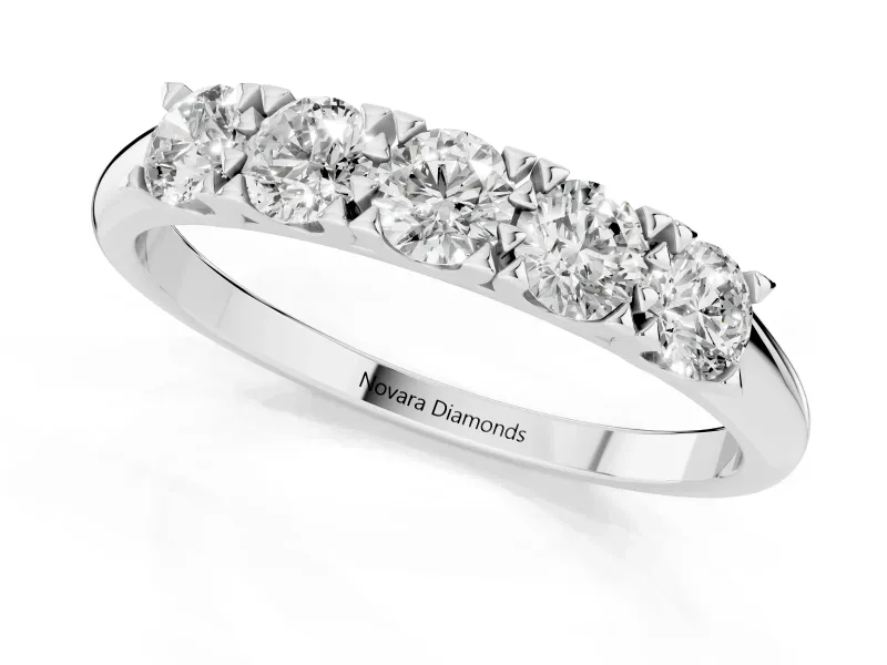 Round Diamond Channel Half Eternity Band Set in Platinum with Shared Prongs