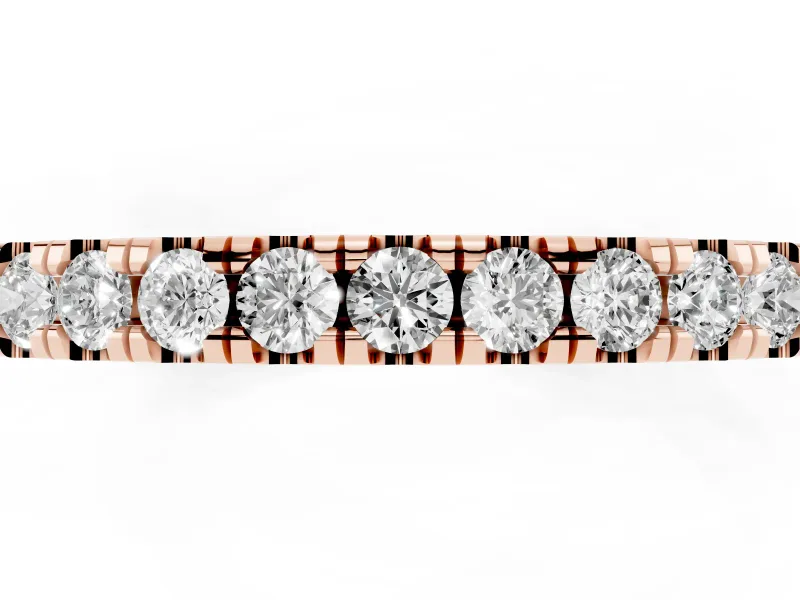 Round Lab-Grown Diamond Claw Pavé Wedding Band | Top-Set Row | Rose Gold