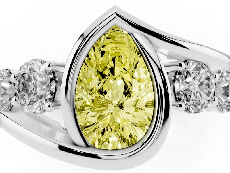 Pear-Shaped Engagement Ring Setting for a Fancy Yellow Lab-Grown Diamond | Bezel | Sterling Silver
