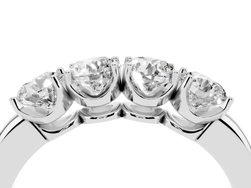 Four-Stone Round Diamond Band Set in Silver with Prong Setting