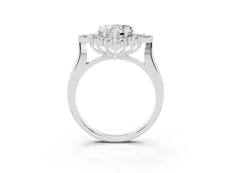 Heart Cut Diamond Cluster Halo Ring Set in Platinum with Marquise and Round Accents