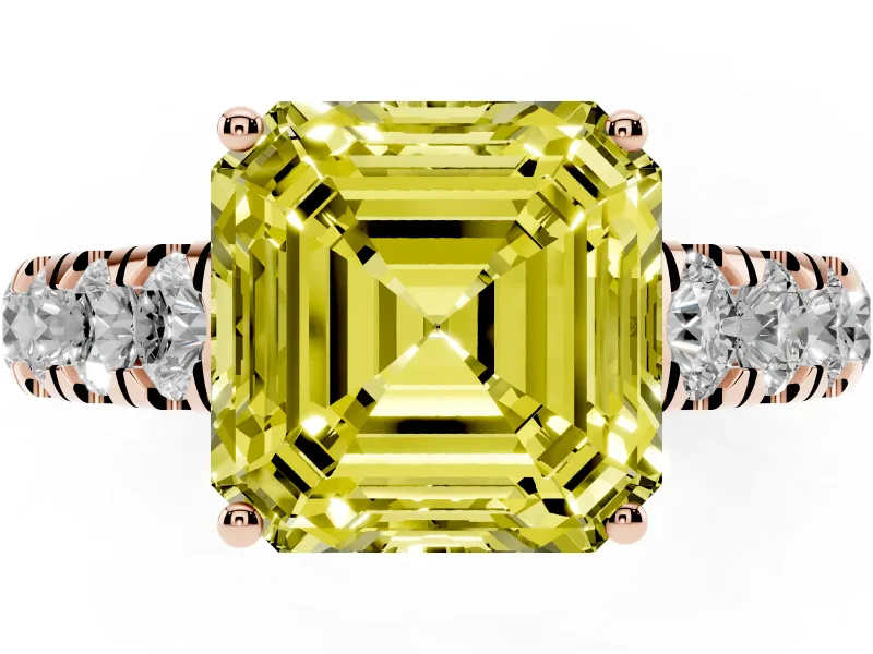 Asscher Cut Engagement Ring Setting for a Fancy Yellow Lab-Grown Diamond | Rose Gold - Design NV-24643