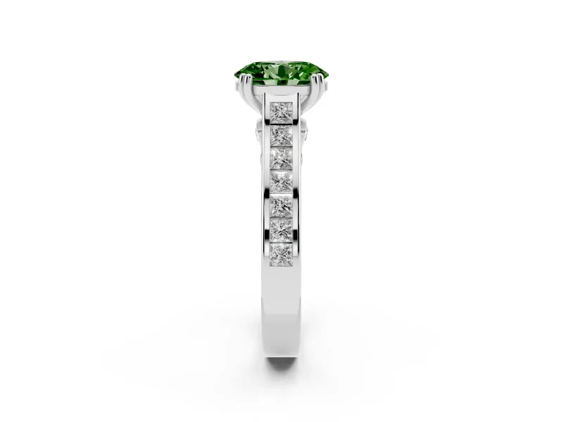 Oval Channel Engagement Ring Setting for a Fancy Green Lab-Grown Diamond | Sterling Silver - Design NV-24671