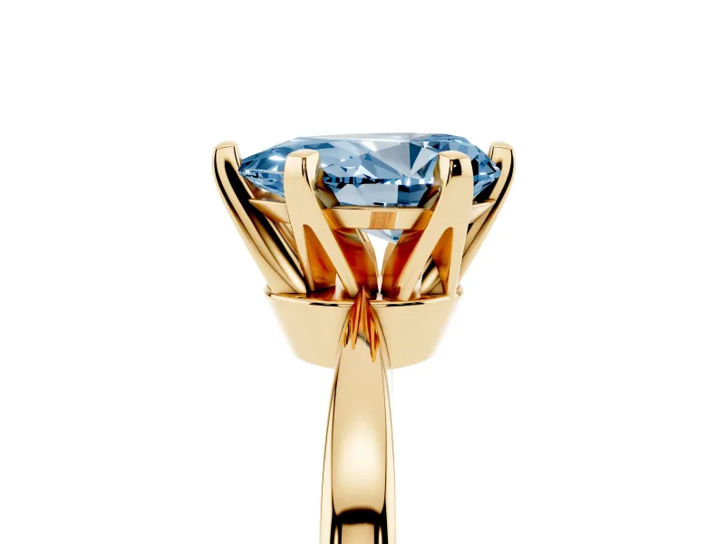 Pear-Shaped Tapered Solitaire Engagement Ring Setting for a Fancy Blue Lab-Grown Diamond | Claw Prong Head | Yellow Gold