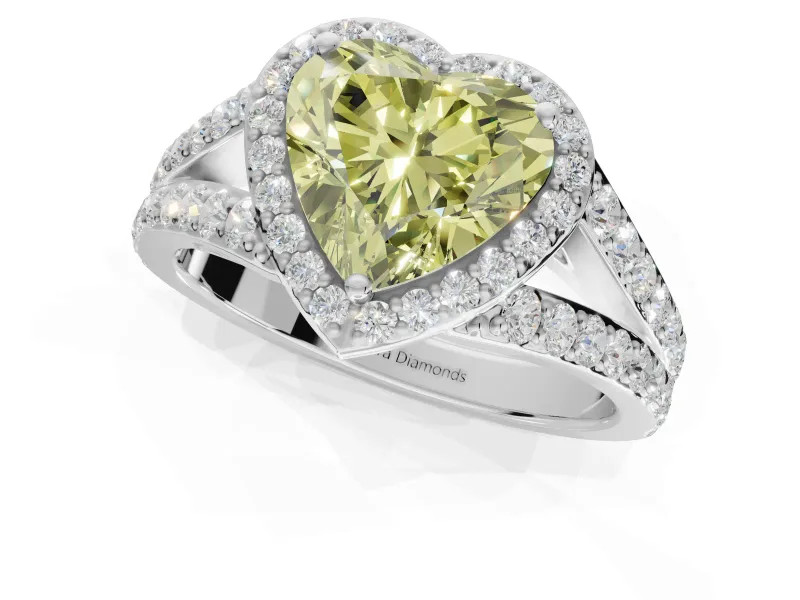 Heart-Shaped Halo Engagement Ring Setting for a Fancy Yellow Lab-Grown Diamond | Sterling Silver - Design NV-24520