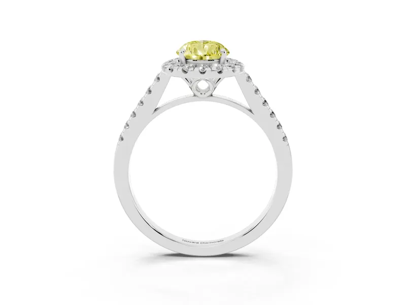 Pear-Shaped Raised Halo Engagement Ring Setting for a Fancy Yellow Lab-Grown Diamond | Platinum