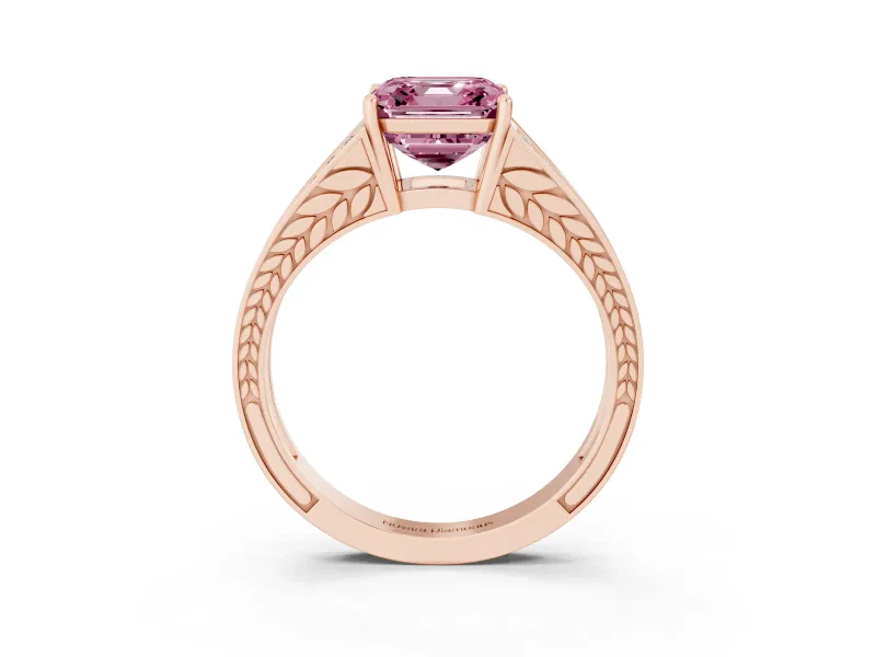 Asscher Cut Split Shank Pavé Engagement Ring Setting for a Fancy Pink Lab-Grown Diamond | Rose Gold