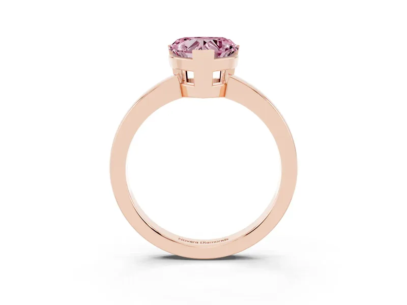 Heart-Shaped Solitaire Engagement Ring Setting for a Fancy Pink Lab-Grown Diamond | Flat Tab Prongs | Rose Gold