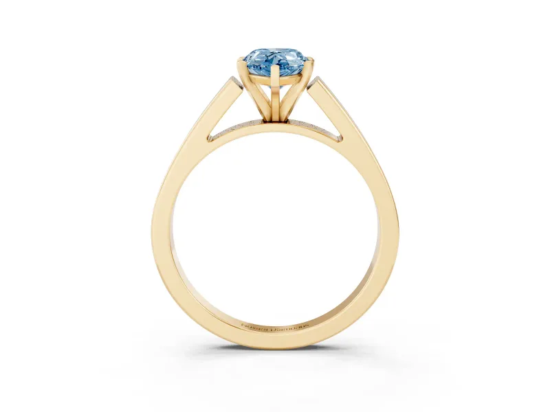Pear-Shaped Solitaire Engagement Ring Setting for a Fancy Blue Lab-Grown Diamond | Yellow Gold