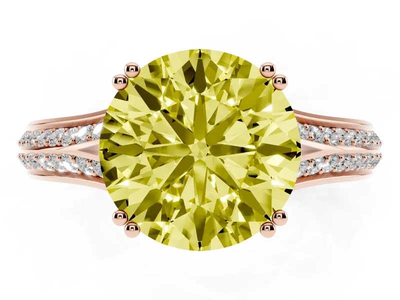 Round Split Shank Engagement Ring Setting for a Fancy Yellow Lab-Grown Diamond | Rose Gold