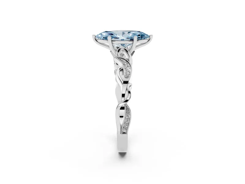 Marquise Vine Engagement Ring Setting for a Fancy Blue Lab-Grown Diamond | Sterling Silver