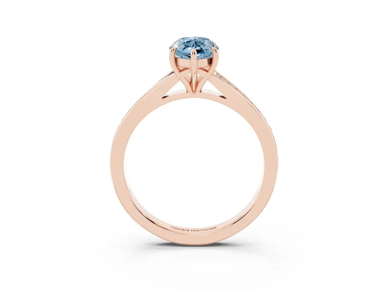 Marquise Pave Solitaire Engagement Ring Setting for a Fancy Blue Lab-Grown Diamond | Sweeping Shoulders | Rose Gold