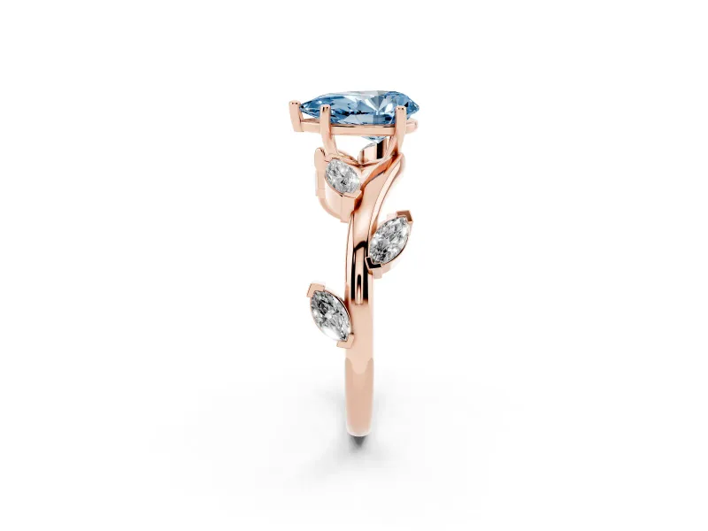 Pear-Shaped Twisted Vine Engagement Ring Setting for a Fancy Blue Lab-Grown Diamond | Rose Gold