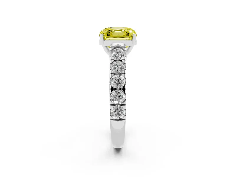 Asscher Cut Engagement Ring Setting for a Fancy Yellow Lab-Grown Diamond | Sterling Silver - Design NV-24643