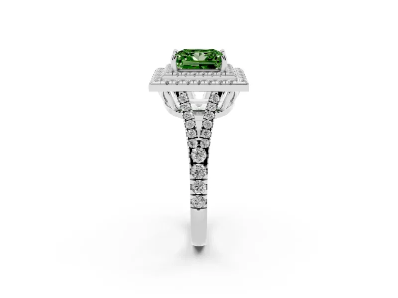 Princess Cut Halo Engagement Ring Setting for a Fancy Green Lab-Grown Diamond | Platinum - Design NV-24799