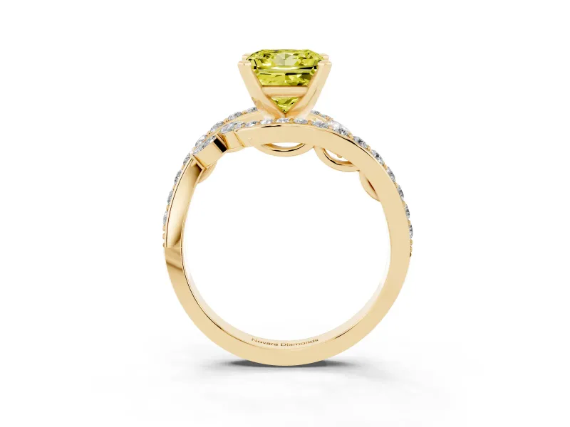 Princess Cut Bypass Engagement Ring Setting for a Fancy Yellow Lab-Grown Diamond | Yellow Gold