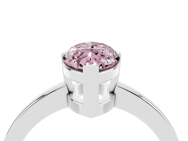 Marquise Solitaire Engagement Ring Setting for a Fancy Pink Lab-Grown Diamond | Flat Tab Prongs | Sterling Silver