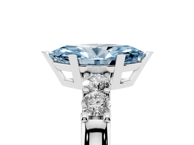 Marquise Five Stone Engagement Ring Setting for a Fancy Blue Lab-Grown Diamond | Sterling Silver
