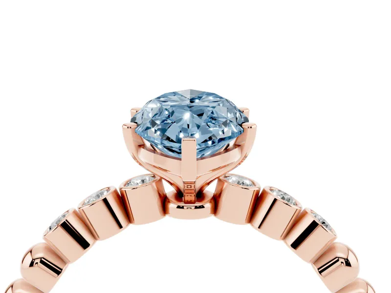 Marquise Beaded Solitaire Engagement Ring Setting for a Fancy Blue Lab-Grown Diamond | Rose Gold
