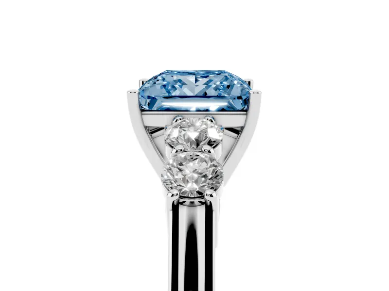 Princess Cut 5 Stone Engagement Ring Setting for a Fancy Blue Lab-Grown Diamond | Platinum