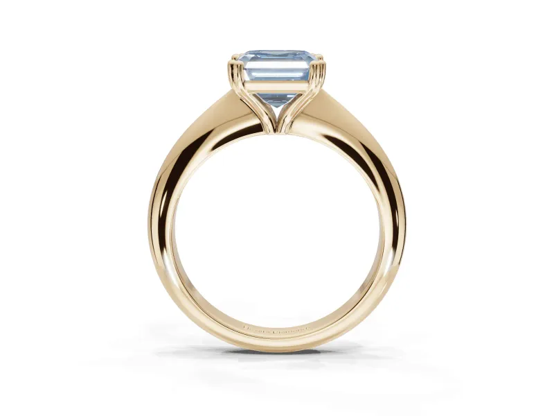 Princess Cut Tapered Solitaire Engagement Ring Setting for a Fancy Blue Lab-Grown Diamond | Yellow Gold