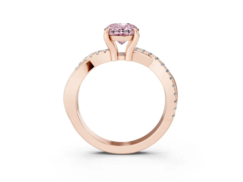 Oval Twist Engagement Ring Setting for a Fancy Pink Lab-Grown Diamond | Crossover Band | Rose Gold