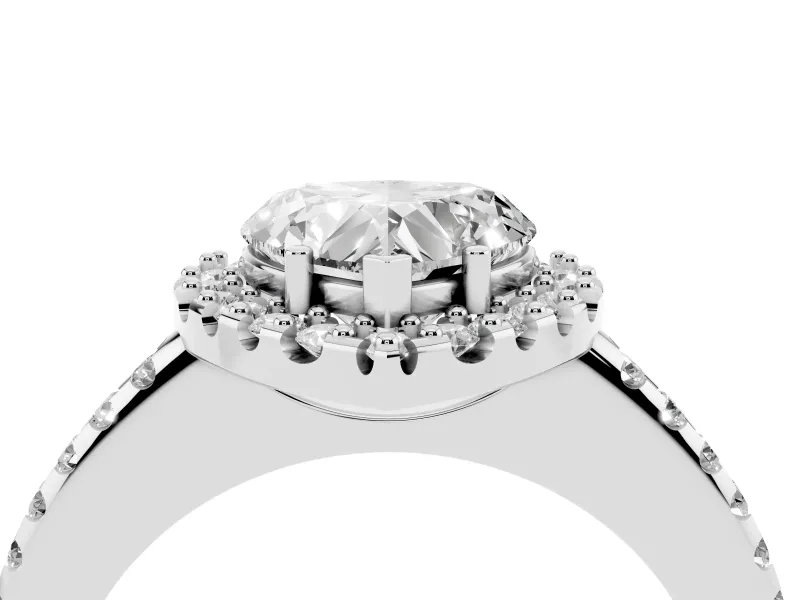 Heart-Shaped Pave Halo Engagement Ring Setting | Pave Band | Platinum