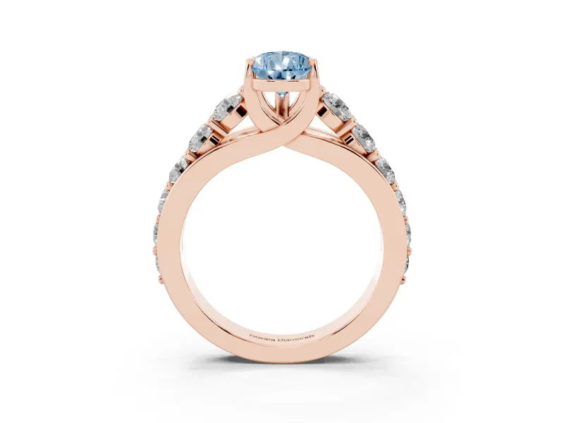 Pear-Shaped Graduated Engagement Ring Setting for a Fancy Blue Lab-Grown Diamond | Rose Gold