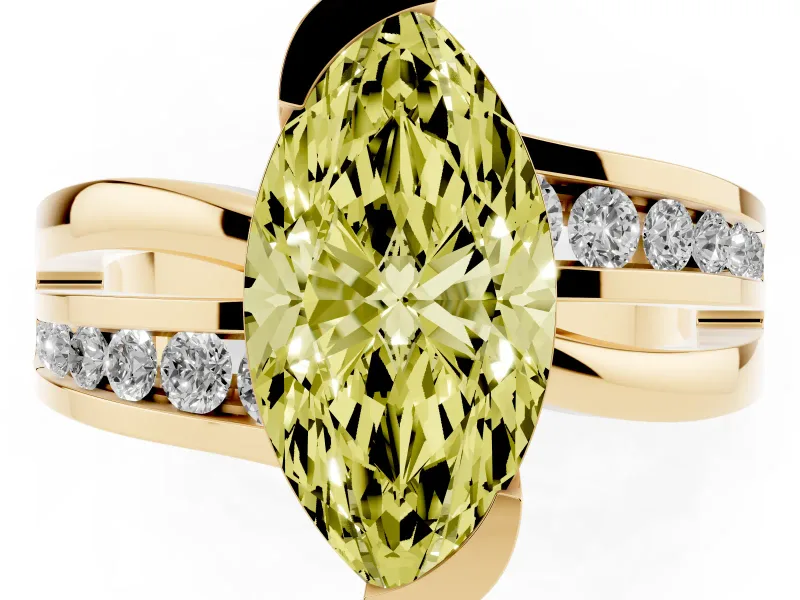 Marquise Graduated Bypass Engagement Ring Setting for a Fancy Yellow Lab-Grown Diamond | Yellow Gold