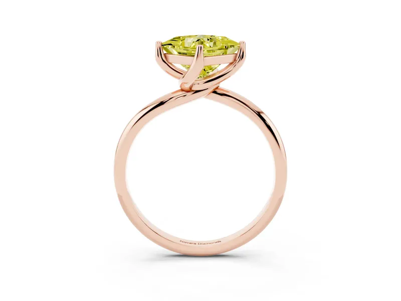 Princess Cut Bypass Solitaire Engagement Ring Setting for a Fancy Yellow Lab-Grown Diamond | Plain Band | Rose Gold