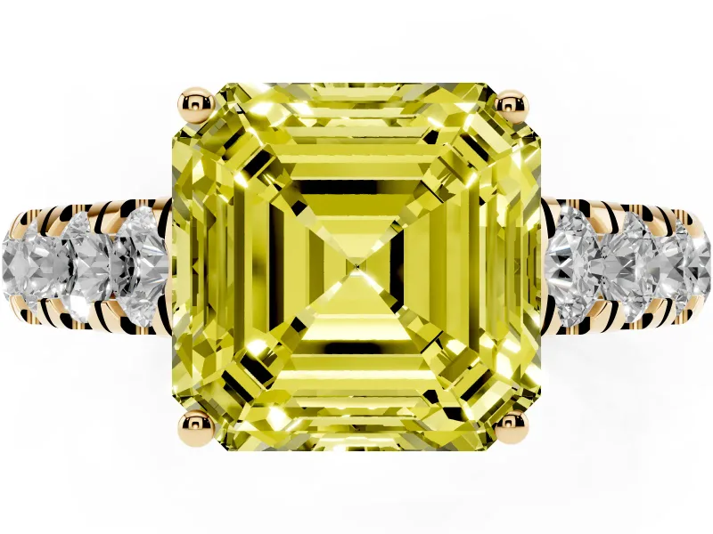 Asscher Cut Engagement Ring Setting for a Fancy Yellow Lab-Grown Diamond | Yellow Gold - Design NV-24643