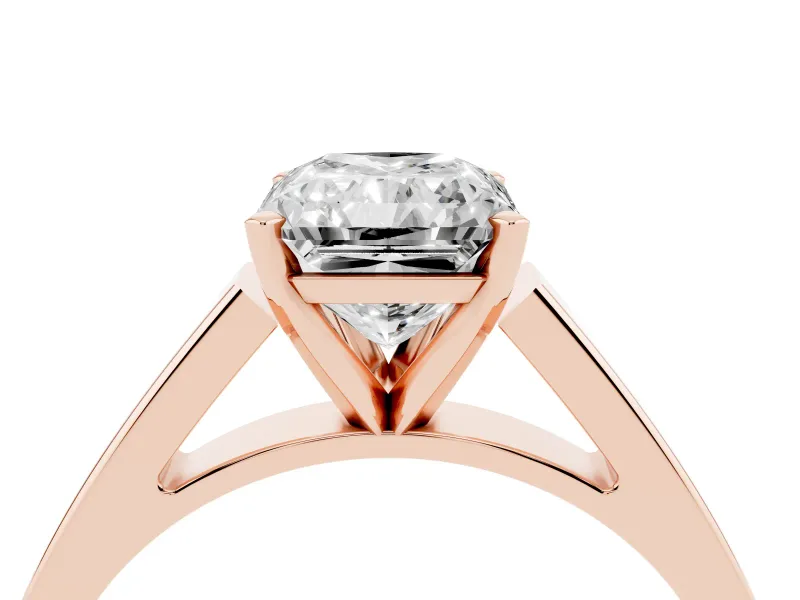 Radiant Cut Cathedral Solitaire Engagement Ring Setting | Tapered Band | Rose Gold