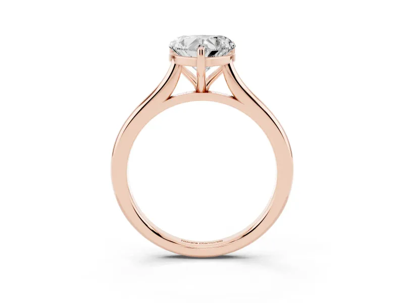 Heart Cut Diamond Solitaire Ring Set in Rose gold with Cathedral Band and Prong Setting