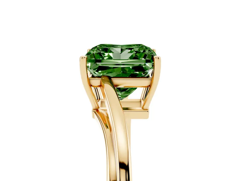 Princess Cut Bypass Solitaire Engagement Ring Setting for a Fancy Green Lab-Grown Diamond | Yellow Gold