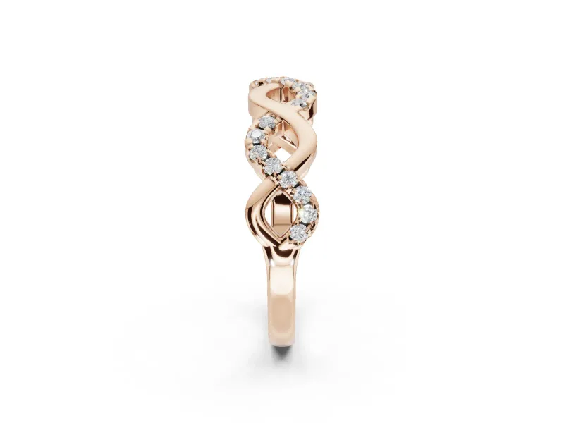 Round Lab-Grown Diamond Infinity Twist Wedding Band | Pavé and Polished | Rose Gold