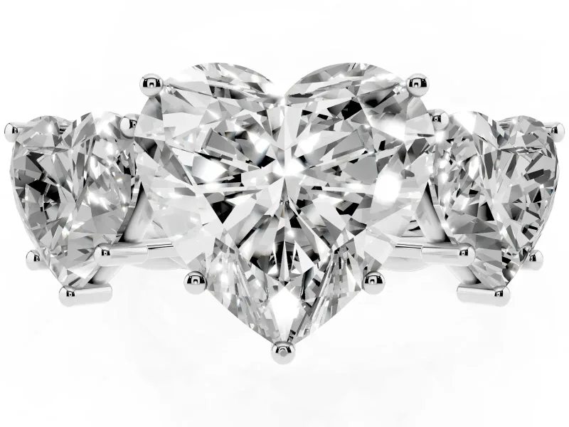 Heart-Shaped Three Stone Engagement Ring Setting | Braided Band | Sterling Silver