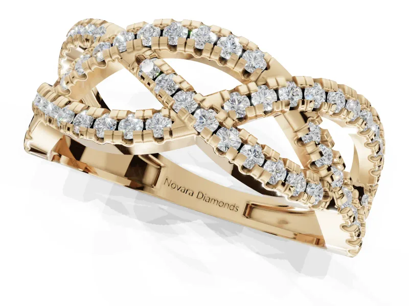 Round Lab-Grown Diamond Braided Pavé Wedding Band | Open Braid | Yellow Gold