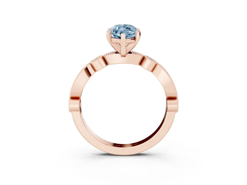 Marquise Vintage Milgrain Engagement Ring Setting for a Fancy Blue Lab-Grown Diamond | Rose Gold