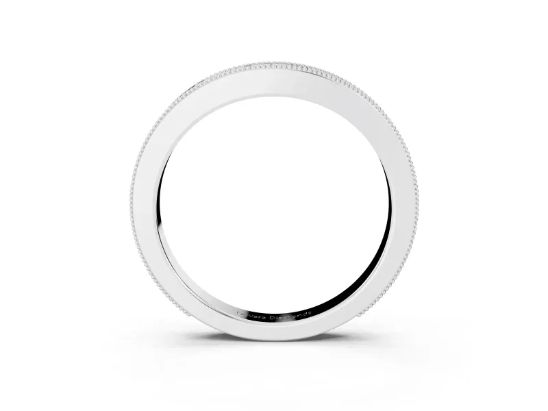 Round Diamond Bezel Eternity Band Set in Silver with Milgrain Detailing