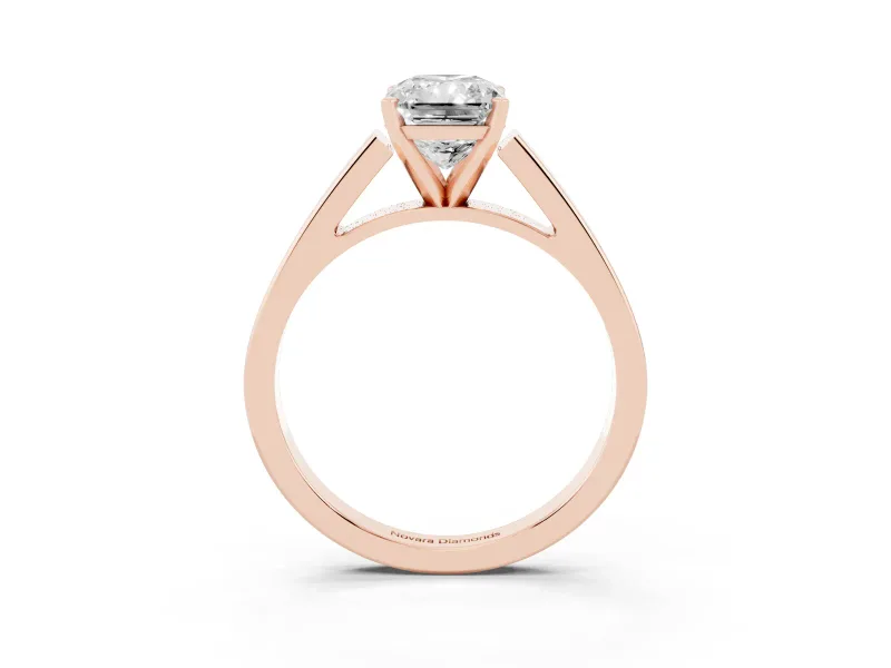Radiant Cut Cathedral Solitaire Engagement Ring Setting | Tapered Band | Rose Gold