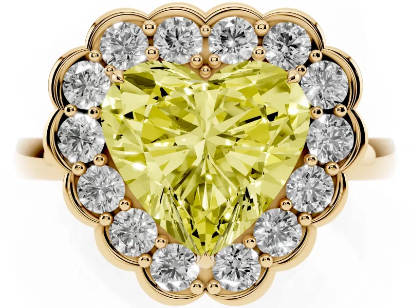 Heart-Shaped Halo Engagement Ring Setting for a Fancy Yellow Lab-Grown Diamond | Yellow Gold - Design NV-24719