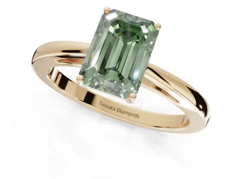 Emerald Cut Cathedral Engagement Ring Setting for a Fancy Green Lab-Grown Diamond | Yellow Gold - Design NV-24626