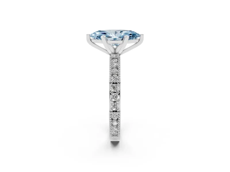 Marquise Vintage Pavé Engagement Ring Setting for a Fancy Blue Lab-Grown Diamond | Platinum