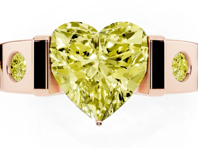 Heart-Shaped Tension Style Engagement Ring Setting for a Fancy Yellow Lab-Grown Diamond | Rose Gold