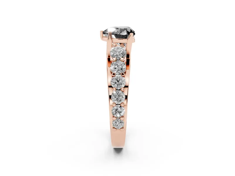 Heart-Shaped Engagement Ring Setting for a Black Center | Rose Gold