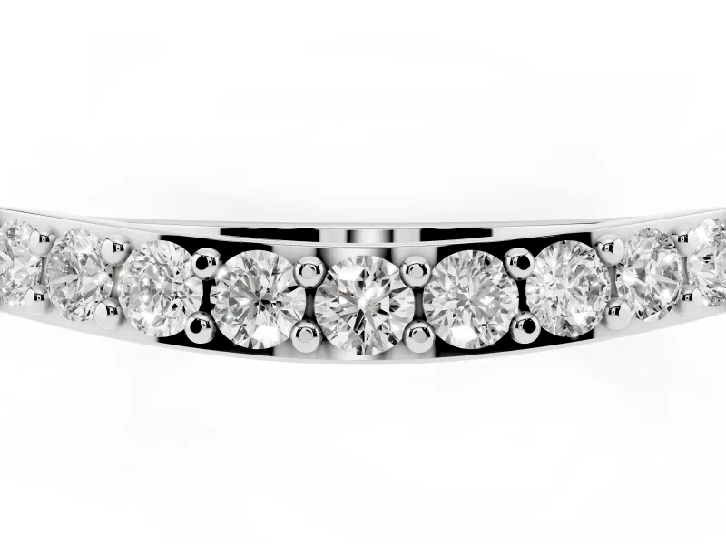 Round Diamond Curved Eternity Band Set in White gold with Pavé Prong Setting